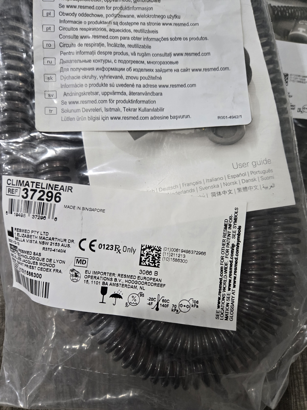 Lot Of 3 - ResMed CPAP ClimateLineAir Heated Tubing New Sealed 37296 - Picture 2 of 8